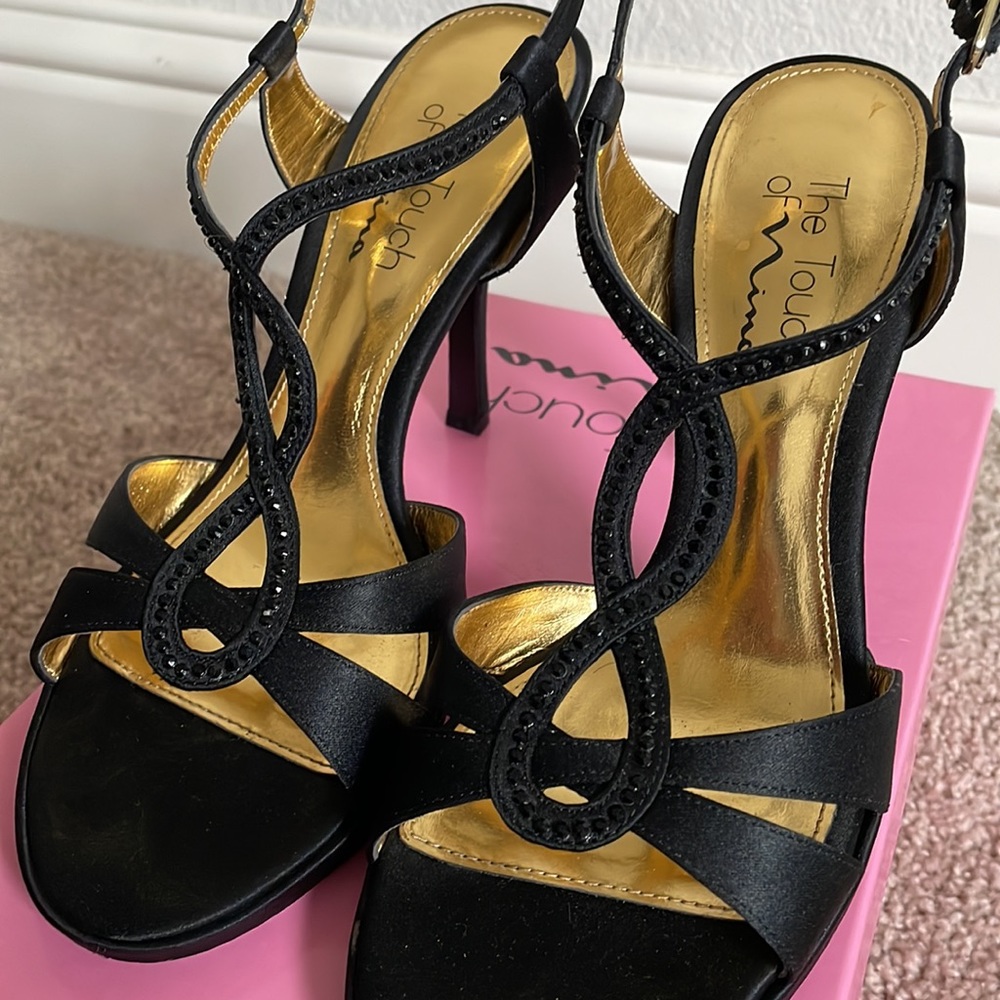 Touch of Nina Black Rhinestone Stilletos